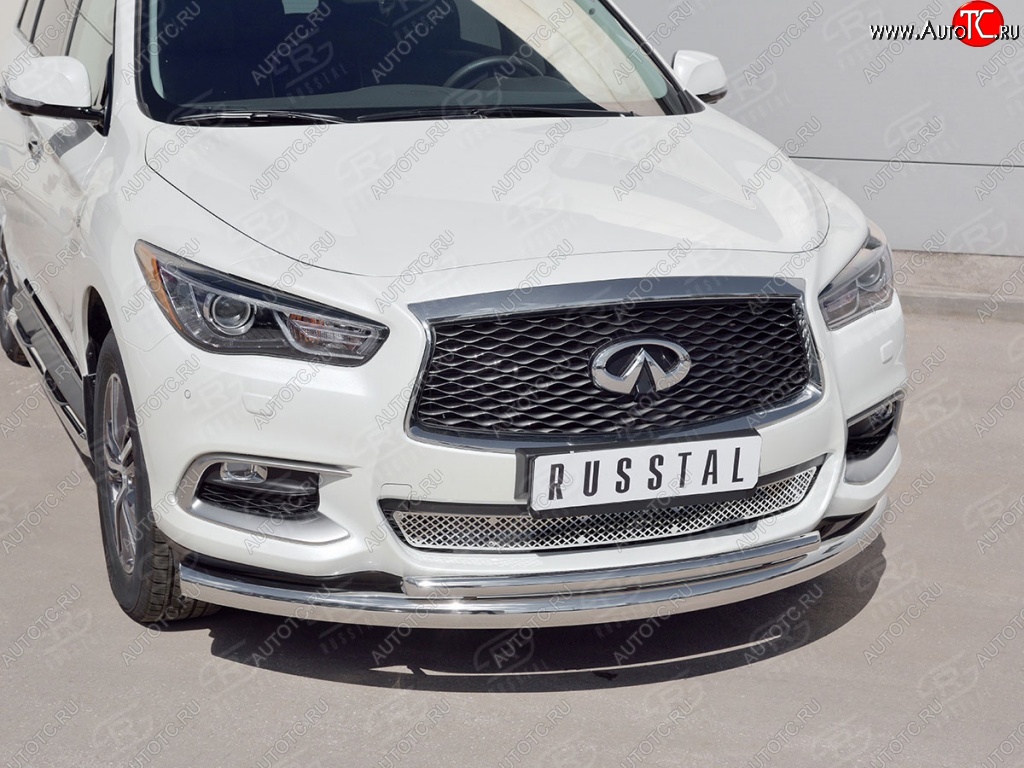 20 999 р. Защита заднего бампера (Ø76 и 42 мм, нержавейка) SLITKOFF INFINITI QX60 L50 рестайлинг (2016-2021)  с доставкой в г. Воронеж