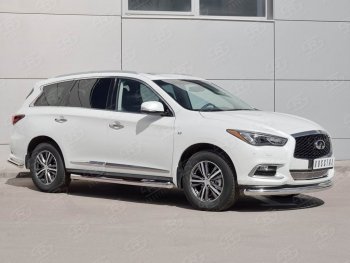 18 349 р. Защита переднего бампера (Ø76 мм, нержавейка) SLITKOFF  INFINITI QX60  L50 (2016-2021) рестайлинг  с доставкой в г. Воронеж. Увеличить фотографию 1