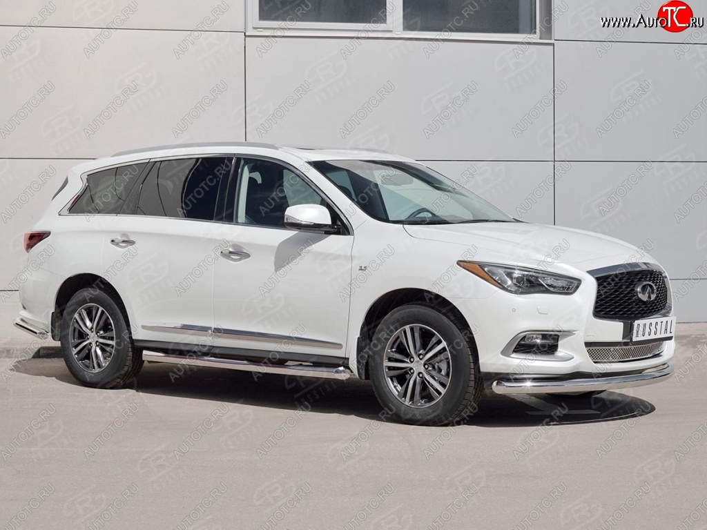 18 349 р. Защита переднего бампера (Ø76 мм, нержавейка) SLITKOFF  INFINITI QX60  L50 (2016-2021) рестайлинг  с доставкой в г. Воронеж