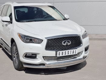 22 949 р. Защита переднего бампера (2 трубыØ63 и 75х42 мм, нержавейка) Russtal INFINITI QX60 L50 рестайлинг (2016-2021)  с доставкой в г. Воронеж. Увеличить фотографию 2