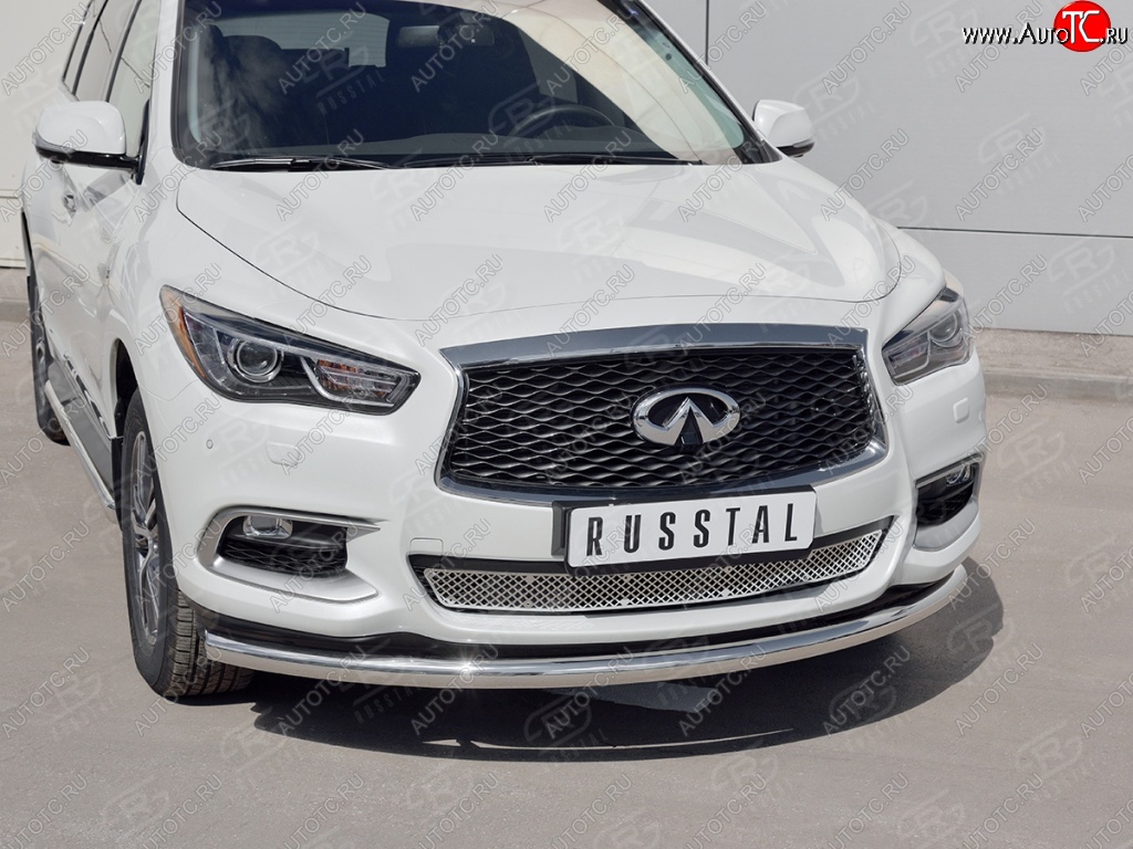 17 649 р. Защита заднего бампера (Ø63 мм, нержавейка) SLITKOFF INFINITI QX60 L50 рестайлинг (2016-2021)  с доставкой в г. Воронеж