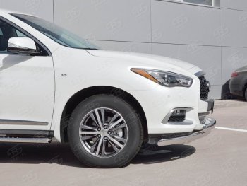 27 999 р. Защита переднего бампера (2 трубыØ75х42 мм, нержавейка) Russtal INFINITI QX60 L50 рестайлинг (2016-2021)  с доставкой в г. Воронеж. Увеличить фотографию 3