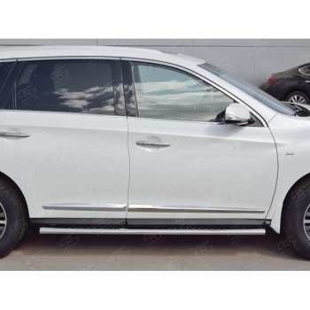 30 649 р. Порожки для ног (труба Ø75х42 овал с проступью) Russtal INFINITI QX60 L50 рестайлинг (2016-2021)  с доставкой в г. Воронеж. Увеличить фотографию 1