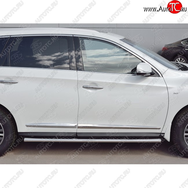 30 649 р. Порожки для ног (труба Ø75х42 овал с проступью) Russtal INFINITI QX60 L50 рестайлинг (2016-2021)  с доставкой в г. Воронеж