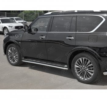 16 549 р. Защита порогов (Ø42 мм, нержавейка) SLITKOFF INFINITI QX80 Z62 2-ой рестайлинг (2018-2024)  с доставкой в г. Воронеж. Увеличить фотографию 2