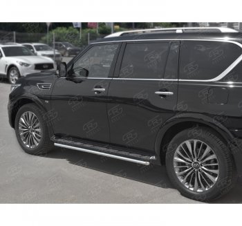 14 999 р. Защита порогов (Ø42 мм, нержавейка) SLITKOFF INFINITI QX80 Z62 2-ой рестайлинг (2018-2024)  с доставкой в г. Воронеж. Увеличить фотографию 2