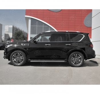 14 999 р. Защита порогов (Ø42 мм, нержавейка) SLITKOFF INFINITI QX80 Z62 2-ой рестайлинг (2018-2024)  с доставкой в г. Воронеж. Увеличить фотографию 3