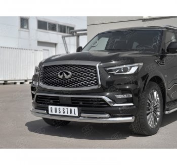24 999 р. Защита переднего бампера (2 трубы Ø76 и 42 мм, нержавейка) SLITKOFF  INFINITI QX80  Z62 (2018-2024) 2-ой рестайлинг  с доставкой в г. Воронеж. Увеличить фотографию 3