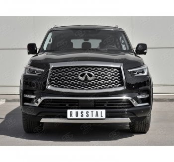 13 999 р. Защита переднего бампера (Ø75х42 мм, нержавейка) Russtal INFINITI QX80 Z62 2-ой рестайлинг (2018-2024)  с доставкой в г. Воронеж. Увеличить фотографию 4