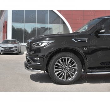 19 999 р. Защита переднего бампера (Ø63 мм, нержавейка) SLITKOFF  INFINITI QX80  Z62 (2018-2024) 2-ой рестайлинг  с доставкой в г. Воронеж. Увеличить фотографию 2