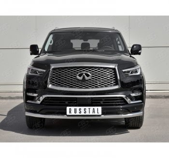 19 999 р. Защита переднего бампера (Ø63 мм, нержавейка) SLITKOFF  INFINITI QX80  Z62 (2018-2024) 2-ой рестайлинг  с доставкой в г. Воронеж. Увеличить фотографию 3