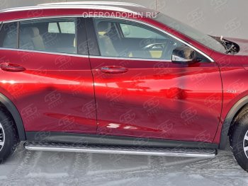 22 999 р. Порожки для ног (труба Ø42) SLITKOFF INFINITI QX30 H15E (2016-2020) (Вариант 2 (лист алюм, проф.сталь))  с доставкой в г. Воронеж. Увеличить фотографию 2