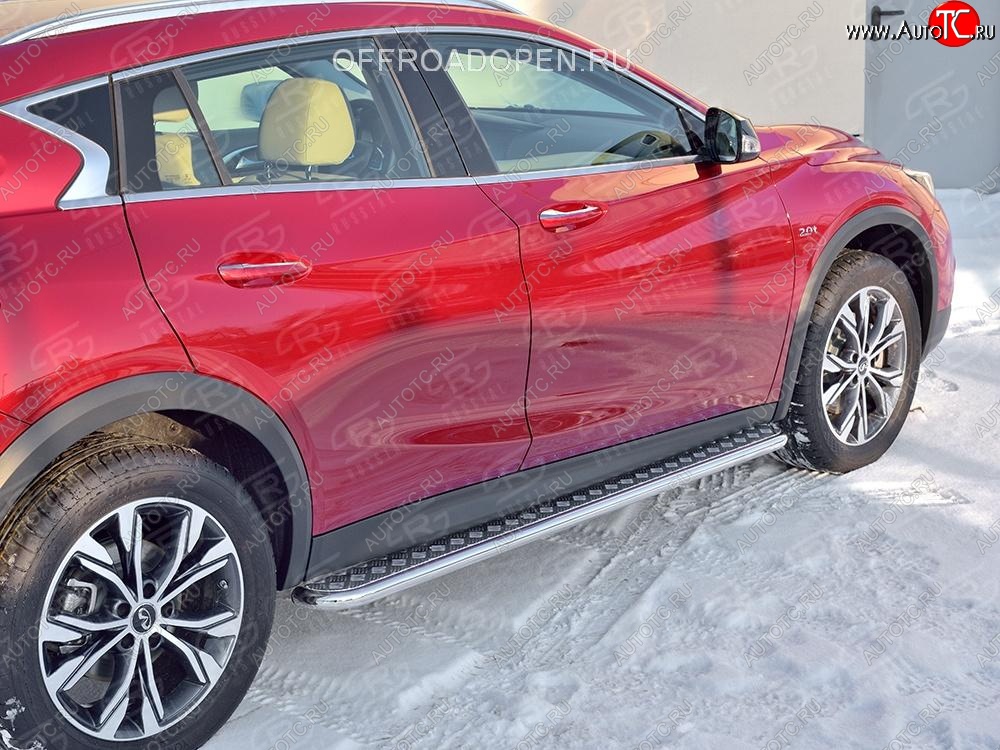 22 999 р. Порожки для ног (труба Ø42) SLITKOFF INFINITI QX30 H15E (2016-2020) (Вариант 2 (лист алюм, проф.сталь))  с доставкой в г. Воронеж