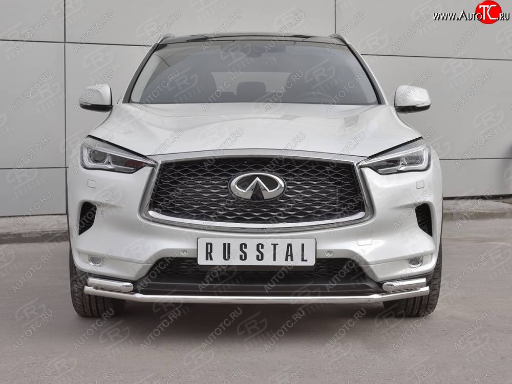 18 849 р. Защита переднего бампера (2 трубы Ø42 мм, нержавейка) SLITKOFF INFINITI Qx50 J55 (2017-2022)  с доставкой в г. Воронеж