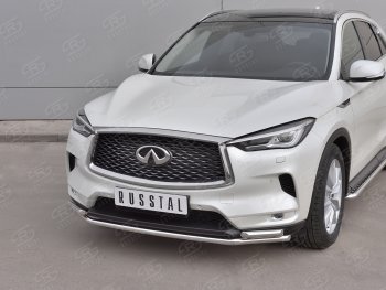 18 849 р. Защита переднего бампера (2 трубы Ø42 мм, нержавейка) SLITKOFF INFINITI Qx50 J55 (2017-2022)  с доставкой в г. Воронеж. Увеличить фотографию 2