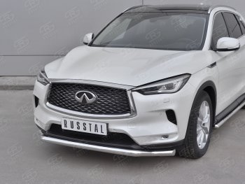 21 949 р. Защита переднего бампера SLITKOFF (Ø63 мм волна, нержавейка) INFINITI Qx50 J55 (2017-2022)  с доставкой в г. Воронеж. Увеличить фотографию 2