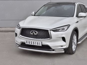 21 749 р. Защита переднего бампера (2 трубы Ø63 и 42 мм, нержавейка) SLITKOFF INFINITI Qx50 J55 (2017-2022)  с доставкой в г. Воронеж. Увеличить фотографию 2