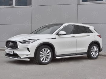 21 749 р. Защита переднего бампера (2 трубы Ø63 и 42 мм, нержавейка) SLITKOFF INFINITI Qx50 J55 (2017-2022)  с доставкой в г. Воронеж. Увеличить фотографию 3