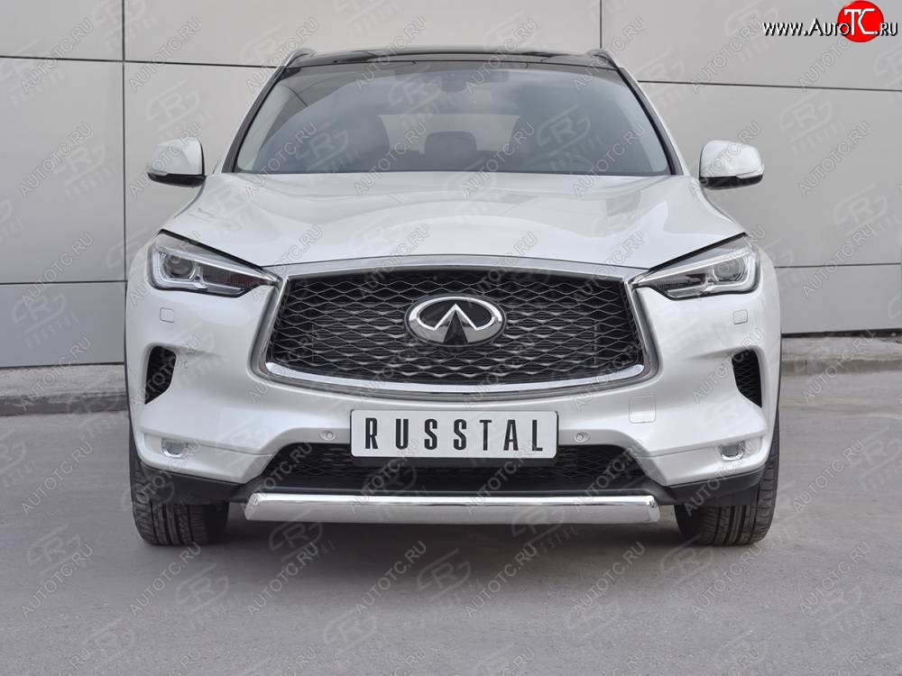 13 899 р. Защита переднего бампера (Ø75х42 дуга, нержавейка) Russtal INFINITI Qx50 J55 (2017-2022)  с доставкой в г. Воронеж