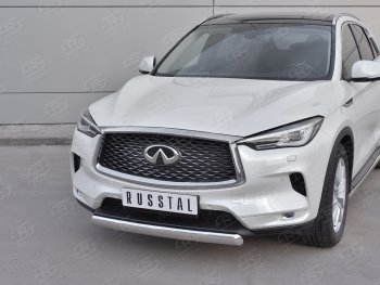 13 899 р. Защита переднего бампера (Ø75х42 дуга, нержавейка) Russtal INFINITI Qx50 J55 (2017-2022)  с доставкой в г. Воронеж. Увеличить фотографию 2