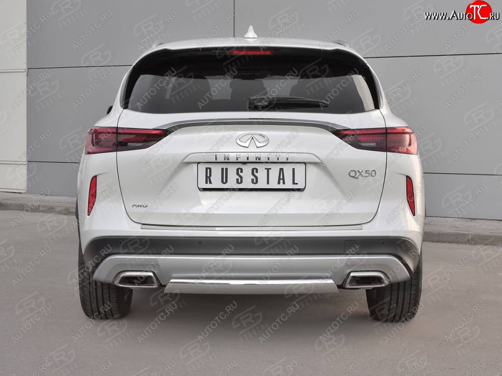 13 899 р. Защита заднего бампера (Ø75x42 мм, нержавейка) Russtal INFINITI Qx50 J55 (2017-2022)  с доставкой в г. Воронеж