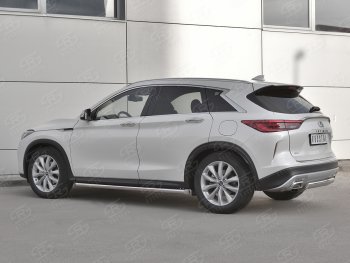 13 899 р. Защита заднего бампера (Ø75x42 мм, нержавейка) Russtal INFINITI Qx50 J55 (2017-2022)  с доставкой в г. Воронеж. Увеличить фотографию 2