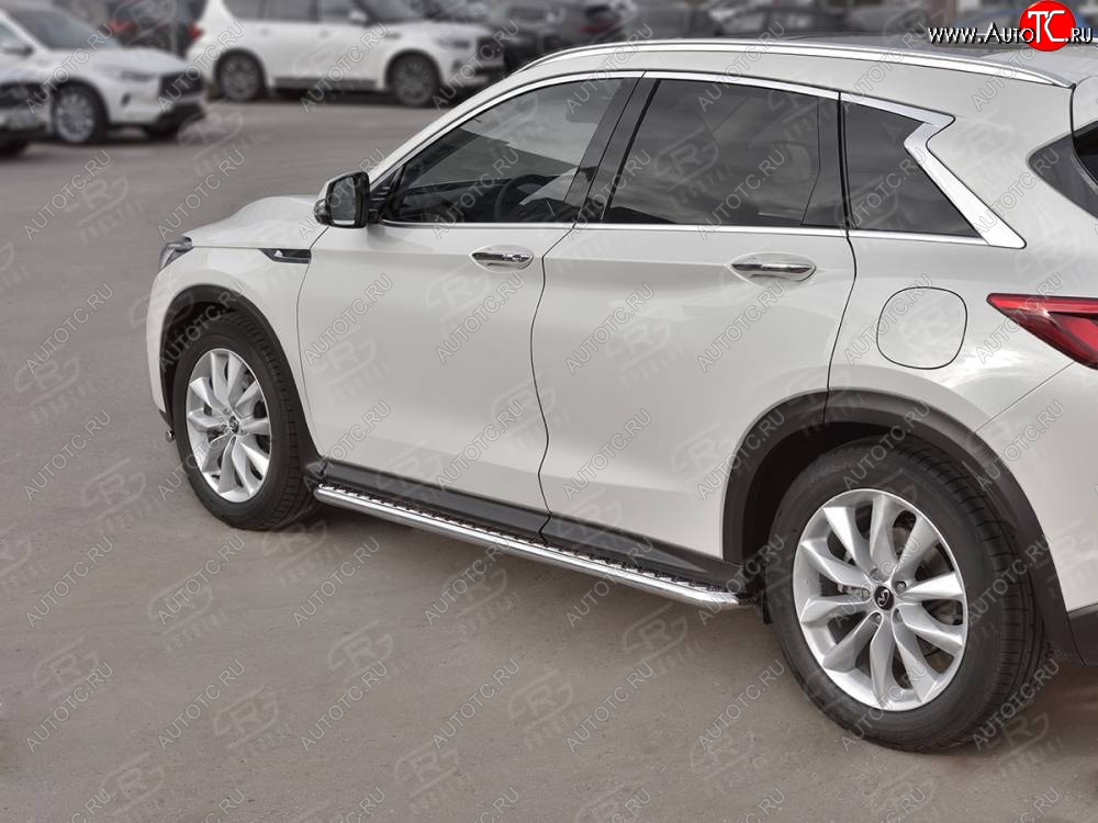 35 549 р. Порожки для ног SLITKOFF (Ø42 мм)  INFINITI Qx50  J55 (2017-2022) (Лист нержавейка, труба - нержавейка)  с доставкой в г. Воронеж