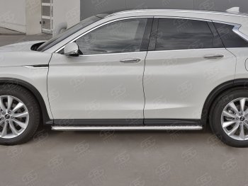 35 549 р. Порожки для ног SLITKOFF (Ø42 мм)  INFINITI Qx50  J55 (2017-2022) (Лист нержавейка, труба - нержавейка)  с доставкой в г. Воронеж. Увеличить фотографию 2
