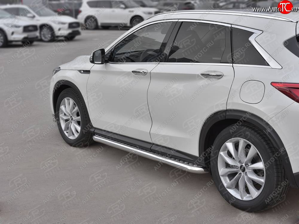 43 999 р. Порожки для ног SLITKOFF (Ø63 мм)  INFINITI Qx50  J55 (2017-2022) (Лист нержавейка, труба - нержавейка)  с доставкой в г. Воронеж