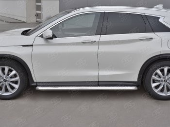 43 999 р. Порожки для ног SLITKOFF (Ø63 мм)  INFINITI Qx50  J55 (2017-2022) (Лист нержавейка, труба - нержавейка)  с доставкой в г. Воронеж. Увеличить фотографию 2