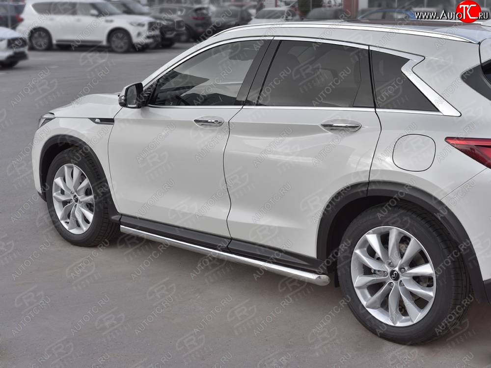 19 999 р. Защита порогов (Ø63 мм, нержавейка) SLITKOFF  INFINITI Qx50  J55 (2017-2022) (Металлические торцы под 45°)  с доставкой в г. Воронеж