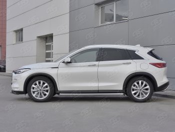 19 999 р. Защита порогов (Ø63 мм, нержавейка) SLITKOFF  INFINITI Qx50  J55 (2017-2022) (Металлические торцы под 45°)  с доставкой в г. Воронеж. Увеличить фотографию 2