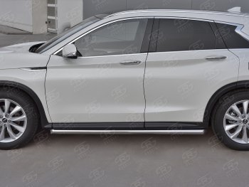 19 999 р. Защита порогов (Ø63 мм, нержавейка) SLITKOFF  INFINITI Qx50  J55 (2017-2022) (Металлические торцы под 45°)  с доставкой в г. Воронеж. Увеличить фотографию 3