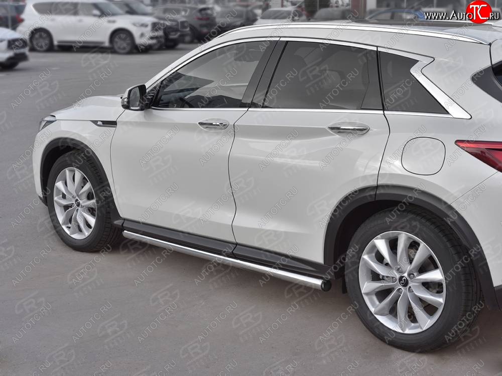 18 799 р. Защита порогов (Ø63 мм, нержавейка) SLITKOFF INFINITI Qx50 J55 (2017-2022) (С пластиковыми заглушками на торцах)  с доставкой в г. Воронеж