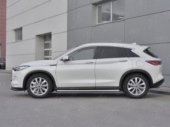 18 799 р. Защита порогов (Ø63 мм, нержавейка) SLITKOFF INFINITI Qx50 J55 (2017-2022) (С пластиковыми заглушками на торцах)  с доставкой в г. Воронеж. Увеличить фотографию 2