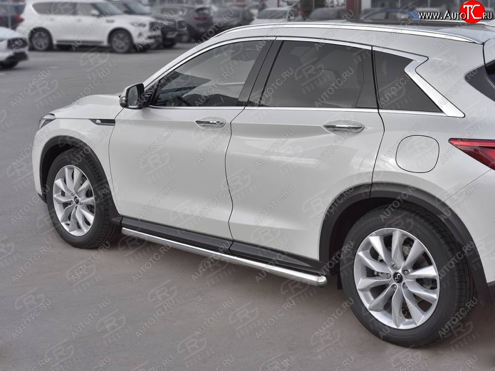 19 999 р. Защита порогов (Ø63 мм, нержавейка) SLITKOFF  INFINITI Qx50  J55 (2017-2022) (Металлические торцы под 90°)  с доставкой в г. Воронеж