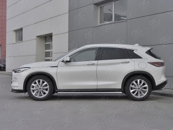 19 999 р. Защита порогов (Ø63 мм, нержавейка) SLITKOFF  INFINITI Qx50  J55 (2017-2022) (Металлические торцы под 90°)  с доставкой в г. Воронеж. Увеличить фотографию 2