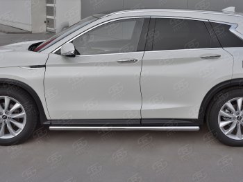 19 999 р. Защита порогов (Ø63 мм, нержавейка) SLITKOFF  INFINITI Qx50  J55 (2017-2022) (Металлические торцы под 90°)  с доставкой в г. Воронеж. Увеличить фотографию 3