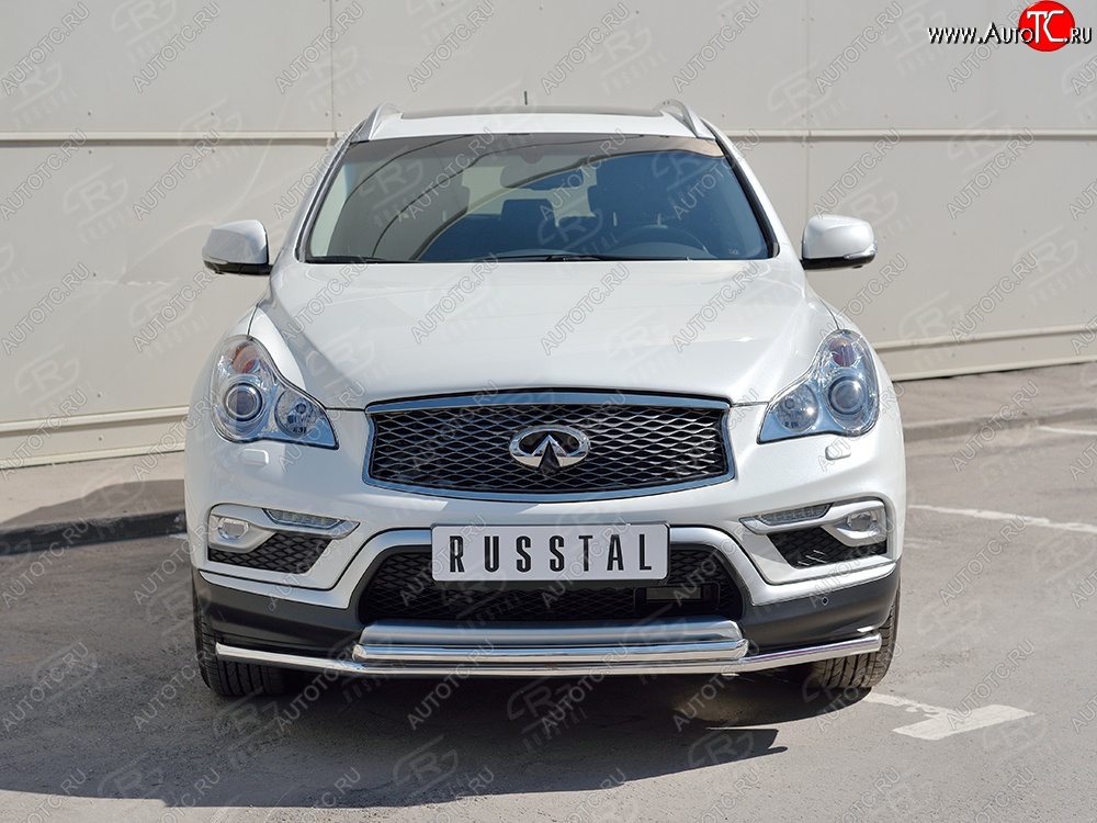 17 899 р. Защита переднего бампера (2 трубыØ42 мм, нержавейка) SLITKOFF  INFINITI Qx50  J50 (2013-2016) дорестайлинг  с доставкой в г. Воронеж