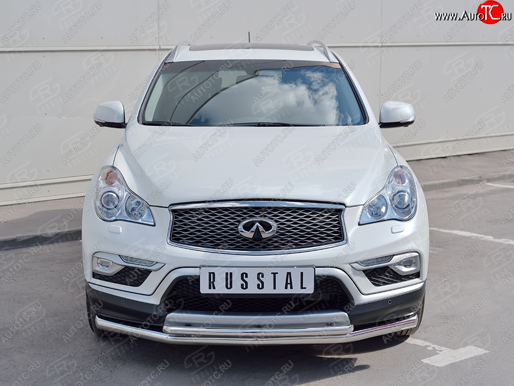 18 849 р. Защита переднего бампера (2 трубыØ63 и 42 мм, нержавейка) SLITKOFF INFINITI Qx50 J50 дорестайлинг (2013-2016)  с доставкой в г. Воронеж