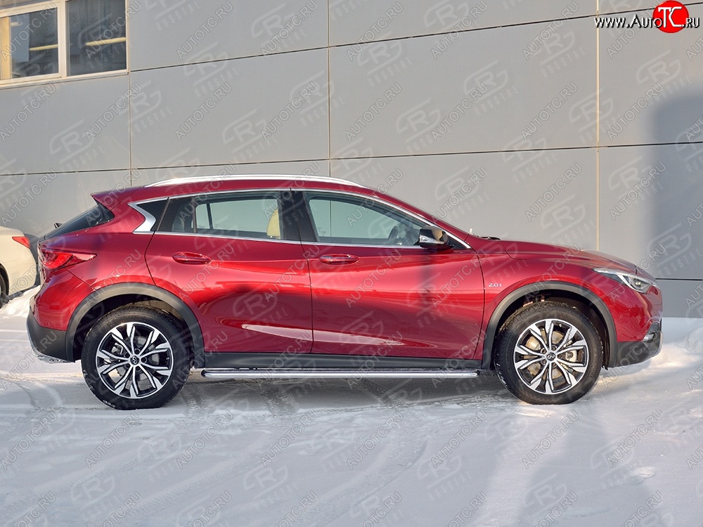 24 649 р. Порожки для ног (Ø42) SLITKOFF  INFINITI Qx50  J50 (2013-2016) дорестайлинг (лист - алюминий, профиль - нержавейка)  с доставкой в г. Воронеж