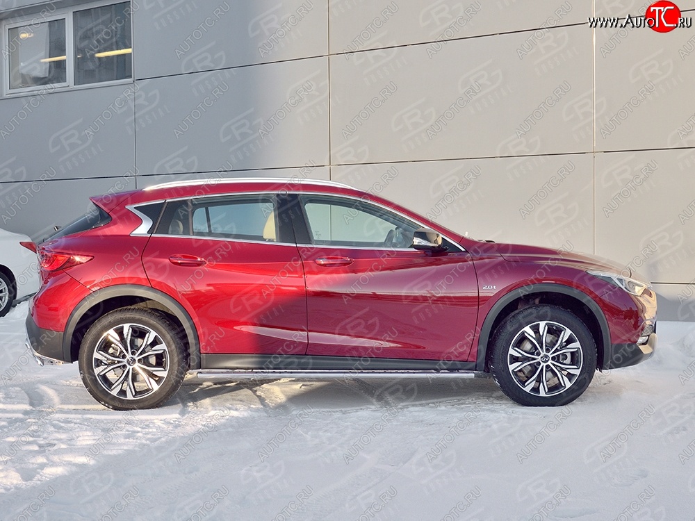 16 649 р. Защита порогов из овальной трубы диаметром 75x42 мм с проступью Russtal INFINITI Qx50 J50 дорестайлинг (2013-2016)  с доставкой в г. Воронеж
