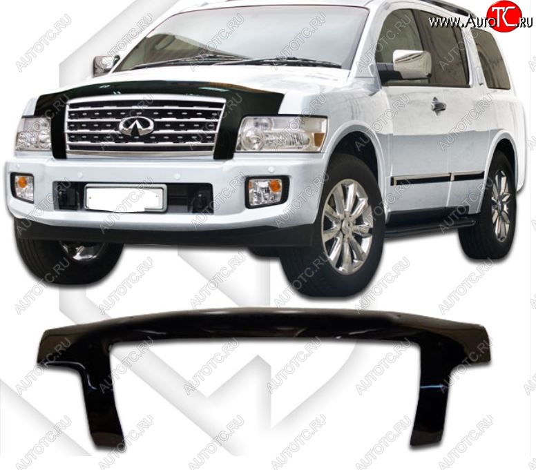 2 899 р. Дефлектор капота CA-Plastiс exclusive INFINITI QX56 JA60 дорестайлинг (2004-2007) (Classic черный, Без надписи)  с доставкой в г. Воронеж