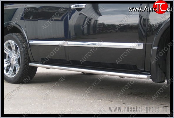 67 999 р. Короткая защита порогов из круглой трубы диаметром 42 мм Russtal INFINITI QX56 JA60 дорестайлинг (2004-2007) (Защита порогов с со скосами на торцах (вариант 1))  с доставкой в г. Воронеж
