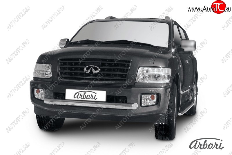 17 459 р. Защита переднего бампера Arbori (нержавейка, 1 труба d76 mm).  INFINITI QX56  JA60 (2004-2010) дорестайлинг, рестайлинг  с доставкой в г. Воронеж