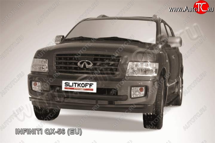 18 699 р. Защита переднего бампера из труб d76+d57 Slitkoff (двойная, высокая)  INFINITI QX56  JA60 (2004-2010) дорестайлинг, рестайлинг (Цвет: серебристый)  с доставкой в г. Воронеж