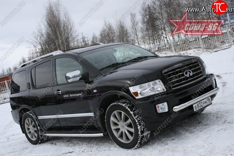 18 134 р. Защита переднего бампера одинарная Souz-96 (d76) INFINITI QX56 JA60 дорестайлинг (2004-2007)  с доставкой в г. Воронеж