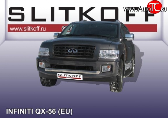 17 899 р. Одинарная защита переднего бампера диаметром 76 мм Slitkoff INFINITI QX56 JA60 дорестайлинг (2004-2007) (Нержавейка, Полированная)  с доставкой в г. Воронеж