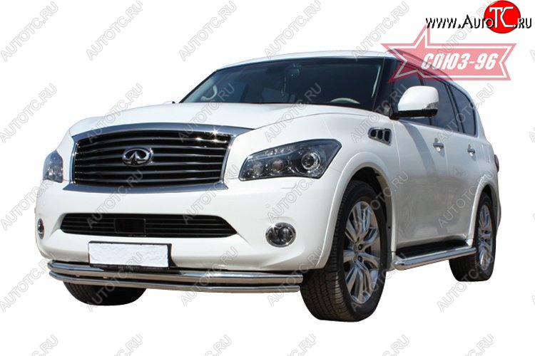 28 259 р. Защита переднего бампера двойная Souz-96 (d460/42) INFINITI QX56 Z62 (2010-2013)  с доставкой в г. Воронеж