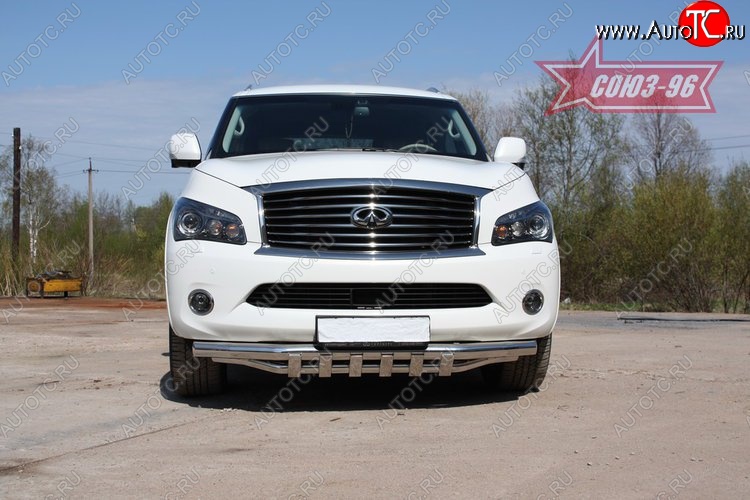 30 329 р. Защита переднего бампера двойная Souz-96 (d76/60) INFINITI QX56 Z62 (2010-2013)  с доставкой в г. Воронеж